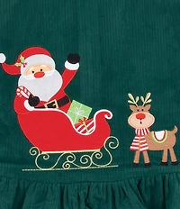 Rare Editions Little Girls Sleeveless Santa-Appliqued Corduroy Jumper Dress & Long-Sleeve Knit T-Shirt Set