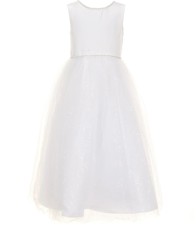 Chantilly Place Little Girls Sleeveless Satin/Mesh Maxi Dress