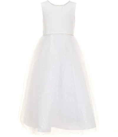 Chantilly Place Little Girls Sleeveless Satin/Mesh Maxi Dress