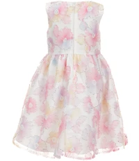 Rare Editions Little Girls Sleeveless Sequin-Embellished Floral-Soutache-Embroidered Fit-And-Flare Dress
