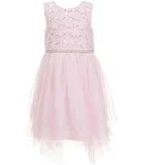 Rare Editions Little Girls Sleeveless Sequin-Embellished Soutache-Embroidered Bodice/Mesh Fairy-Hem Skirted Ballgown