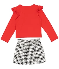 Rare Editions Little Girls Solid Knit Top & Houndstooth Skirt Set