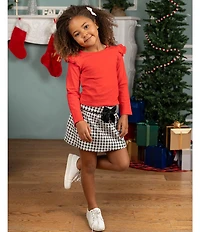 Rare Editions Little Girls Solid Knit Top & Houndstooth Skirt Set