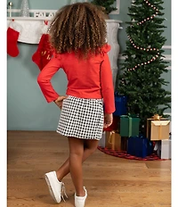 Rare Editions Little Girls Solid Knit Top & Houndstooth Skirt Set