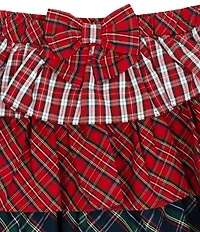 Rare Editions Little Girls Solid Knit Top & Tiered Mixed Plaid Skirt Set