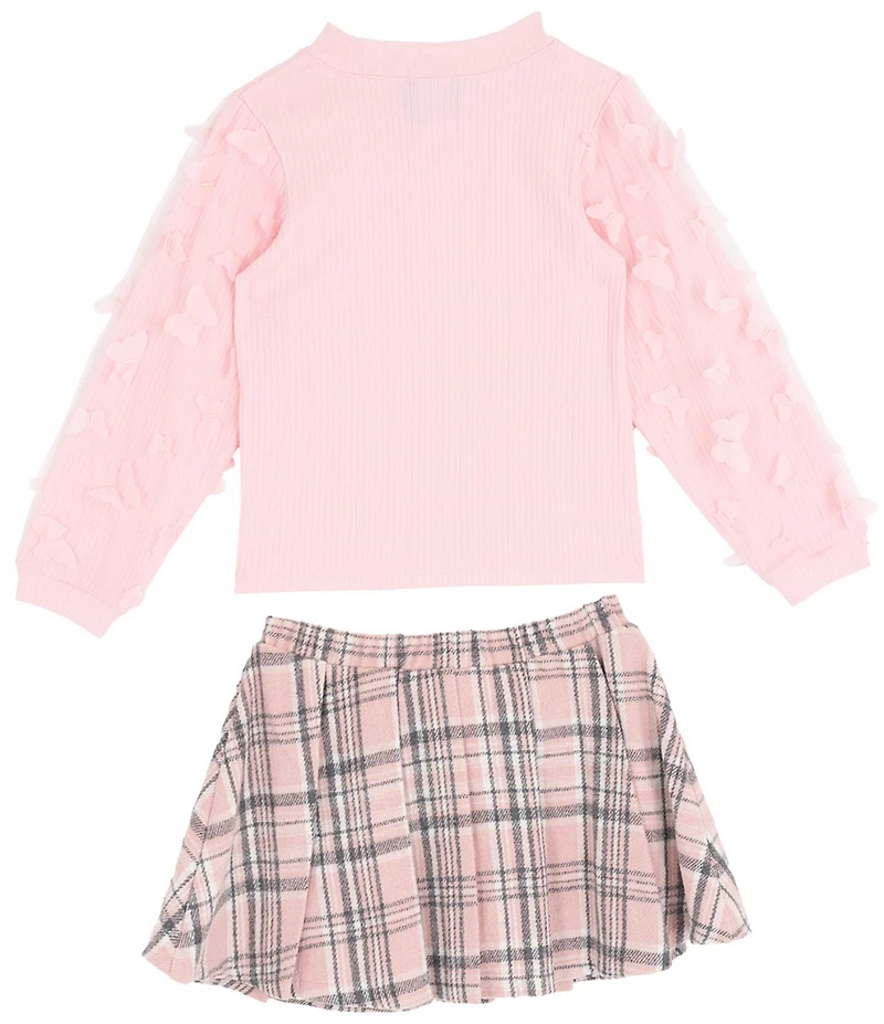 Rare Editions Little Girls Solid Top & Plaid Skort Set