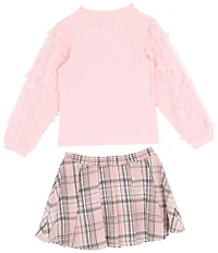 Rare Editions Little Girls Solid Top & Plaid Skort Set