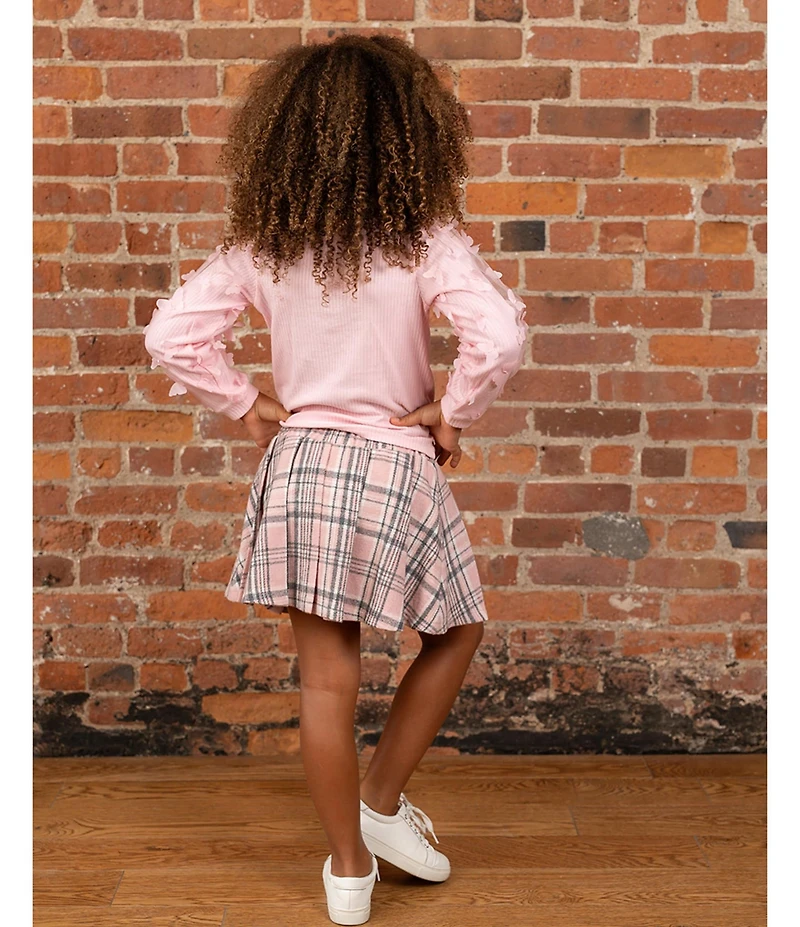 Rare Editions Little Girls Solid Top & Plaid Skort Set