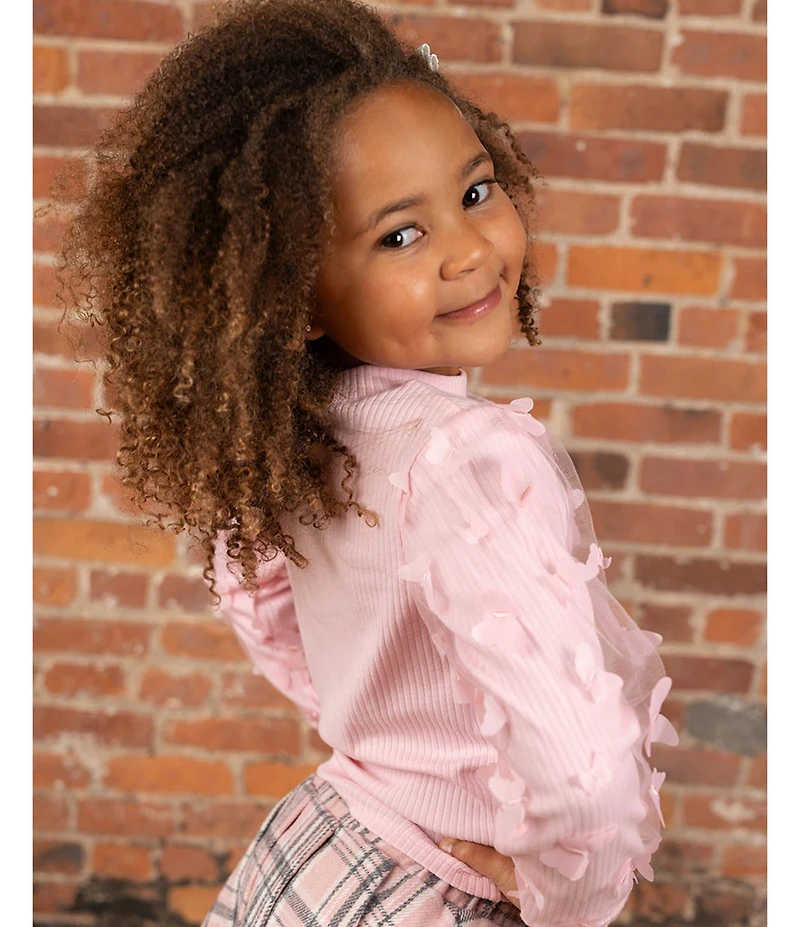 Rare Editions Little Girls Solid Top & Plaid Skort Set