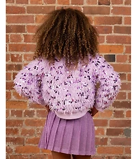Rare Editions Little Girls T-Shirt & Skort Purple Sequin Faux Fur Bomber Jacket 3-Piece Set