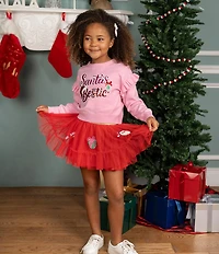 Rare Editions Little Girls True Santa Bestie Applique Sweater Tutu 2-Piece Set
