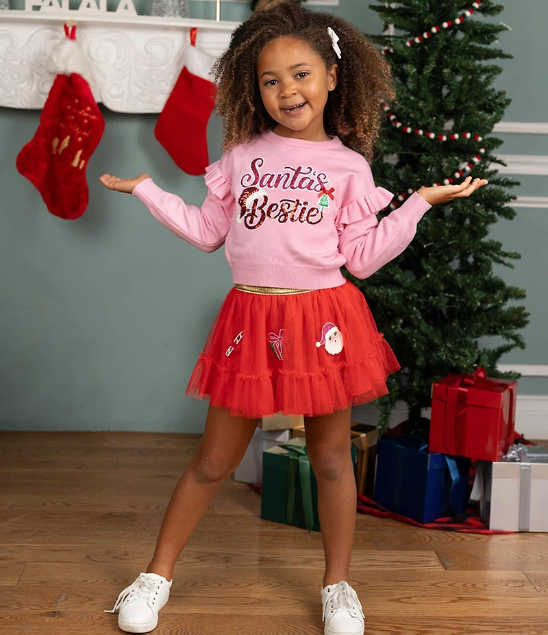 Rare Editions Little Girls True Santa Bestie Applique Sweater Tutu 2-Piece Set