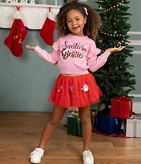 Rare Editions Little Girls True Santa Bestie Applique Sweater Tutu 2-Piece Set
