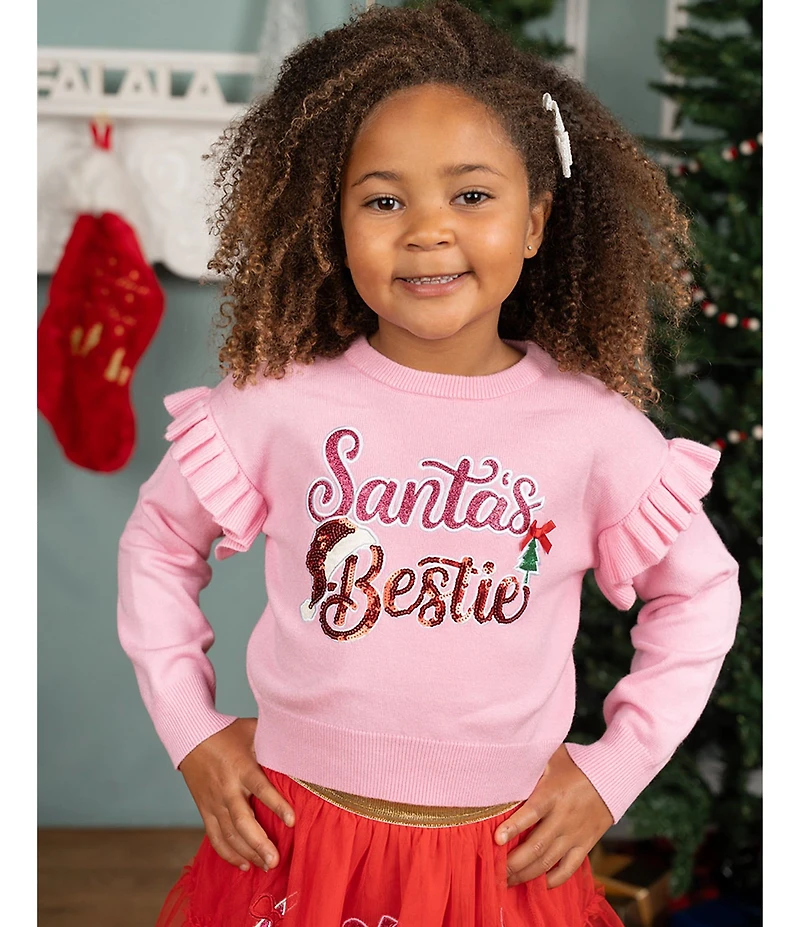 Rare Editions Little Girls True Santa Bestie Applique Sweater Tutu 2-Piece Set