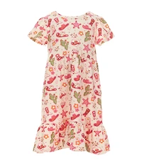 Rare Editions Little Girls Western Printed Yummy & Dot Print Dress Set