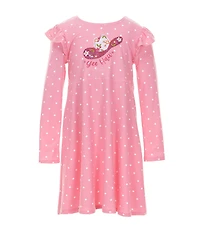 Rare Editions Little Girls Western Printed Yummy & Dot Print Dress Set