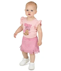 Rarity Baby Girls Short-Sleeve Howdy Bodysuit & Fringed Skort Set
