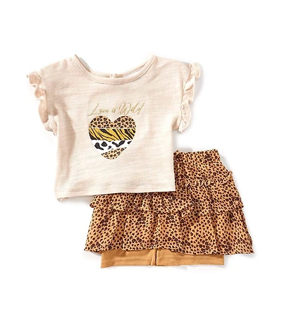 Rarity Baby Girls Short-Sleeve Love Is Wild T-Shirt & Cheetah-Printed Shorts Set