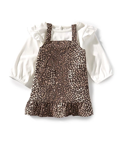 Rarity Baby Girls Sleeveless Animal-Printed Jumper Dress & Long-Sleeve Bodysuit Set