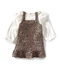 Rarity Baby Girls Sleeveless Animal-Printed Jumper Dress & Long-Sleeve Bodysuit Set