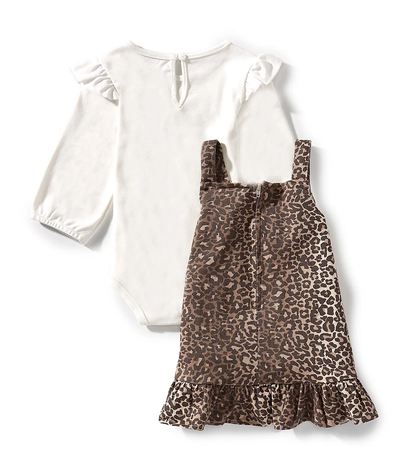 Rarity Baby Girls Sleeveless Animal-Printed Jumper Dress & Long-Sleeve Bodysuit Set