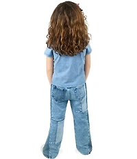 Rarity Little Girls Short-Sleeve #double;ABCD#double; Acid-Wash Top & Patchwork Jeans Set