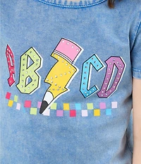Rarity Little Girls Short-Sleeve #double;ABCD#double; Acid-Wash Top & Patchwork Jeans Set