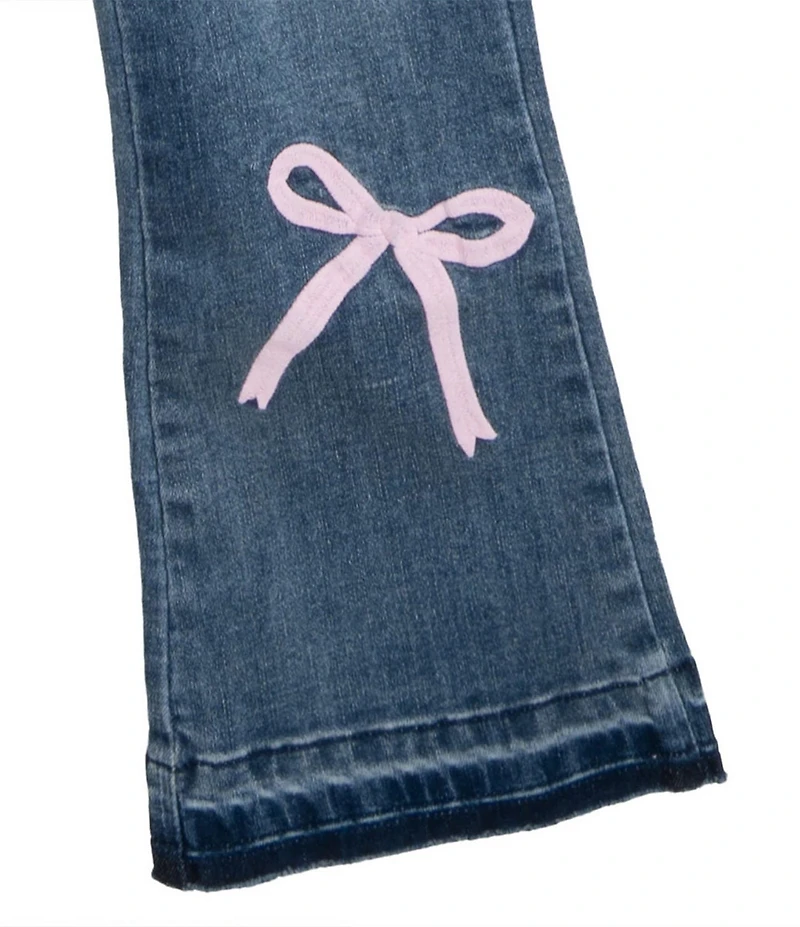 Rarity Little Girls Sleeveless Crocheted Vest & Bow-Detailed Jeans Set