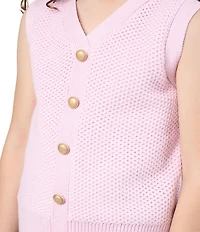 Rarity Little Girls Sleeveless Crocheted Vest & Bow-Detailed Jeans Set