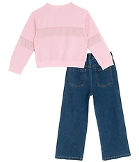 Rarity Little Girls Long-Sleeve Embroidered Fringe-Trimmed Sweatshirt & Jeans Set