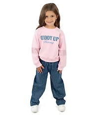 Rarity Little Girls Long-Sleeve Embroidered Fringe-Trimmed Sweatshirt & Jeans Set
