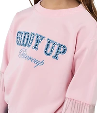 Rarity Little Girls Long-Sleeve Embroidered Fringe-Trimmed Sweatshirt & Jeans Set