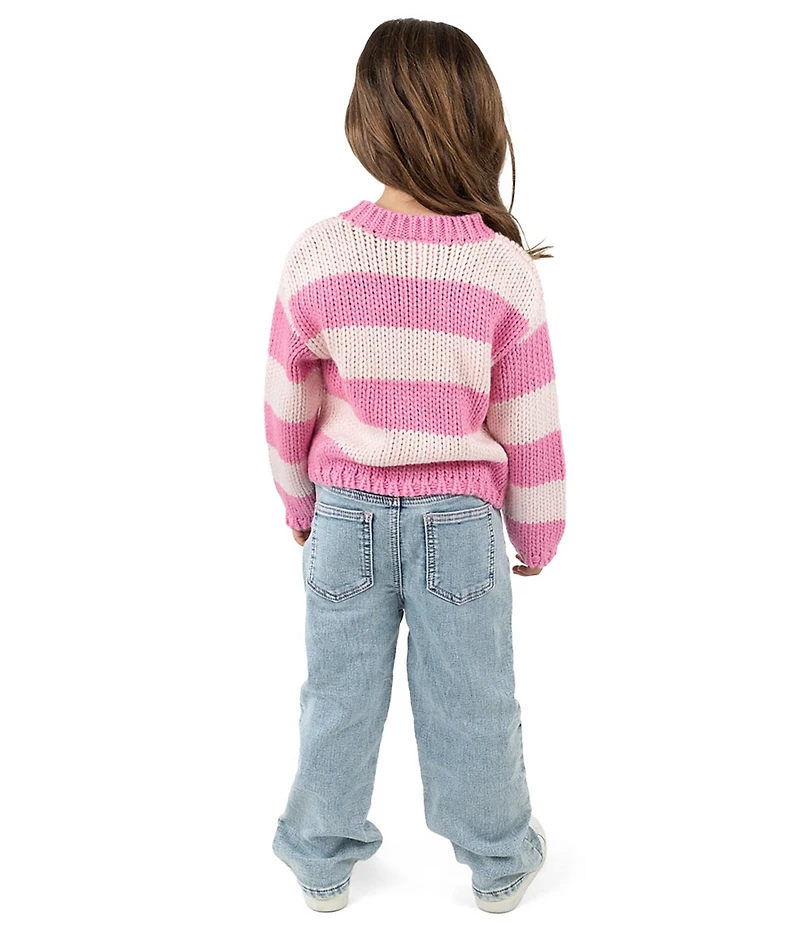 Rarity Little Girls Long-Sleeve Wide-Striped Sweater & Heart-Appliqued Jeans Set