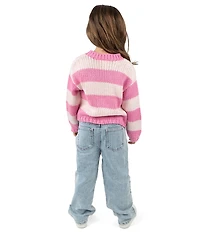 Rarity Little Girls Long-Sleeve Wide-Striped Sweater & Heart-Appliqued Jeans Set