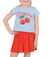 Rarity Little Girls Short Sleeve Cherries Graphic T-Shirt & Solid Fold-Over-Waist Skort Set