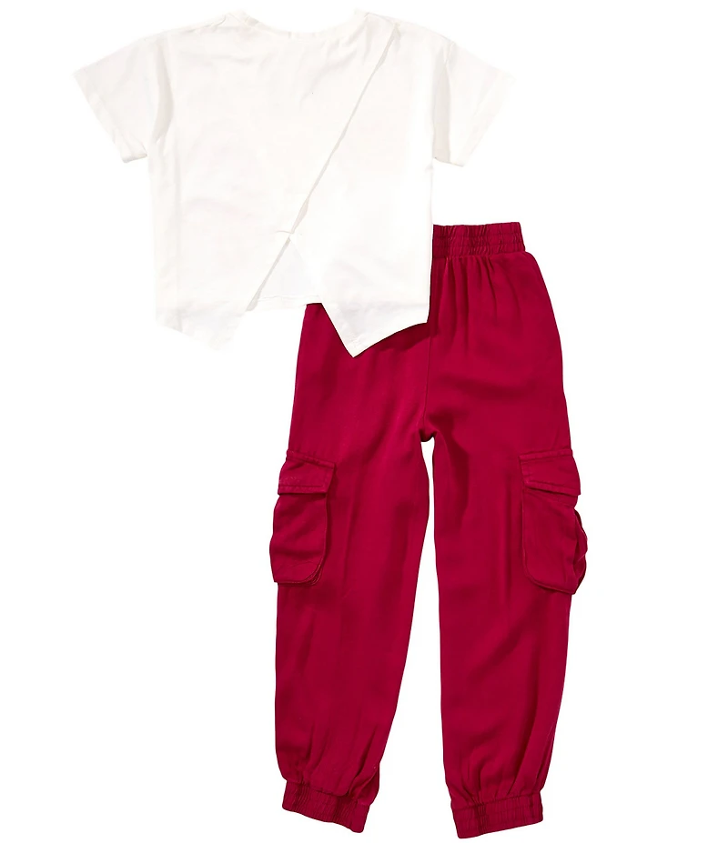 Rarity Little Girls Short-Sleeve Screenprinted T-Shirt & Acid-Wash Cargo Pant Set