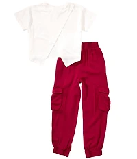 Rarity Little Girls Short-Sleeve Screenprinted T-Shirt & Acid-Wash Cargo Pant Set