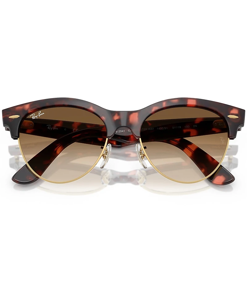 Ray-Ban Men's RB2341 Clubmaster Way Tortoise 54mm Round Sunglasses