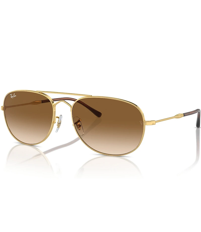 Ray-Ban Unisex RB3735 Bain Bridge 57mm Gold Frame Aviator Sunglasses