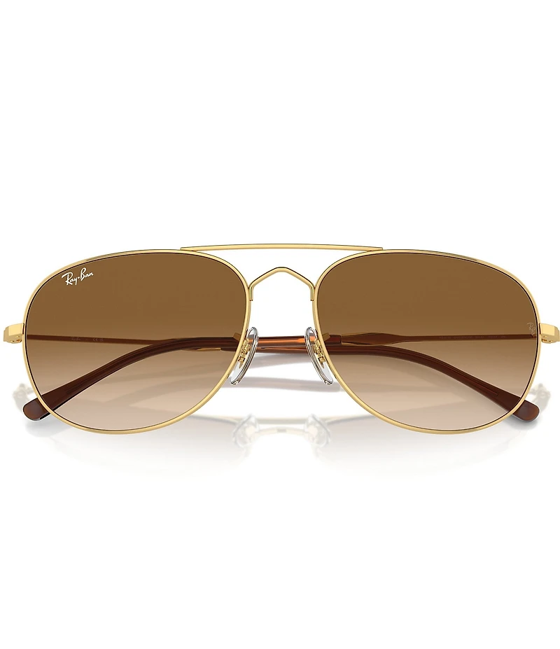 Ray-Ban Unisex RB3735 Bain Bridge 57mm Gold Frame Aviator Sunglasses