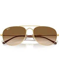 Ray-Ban Unisex RB3735 Bain Bridge 57mm Gold Frame Aviator Sunglasses