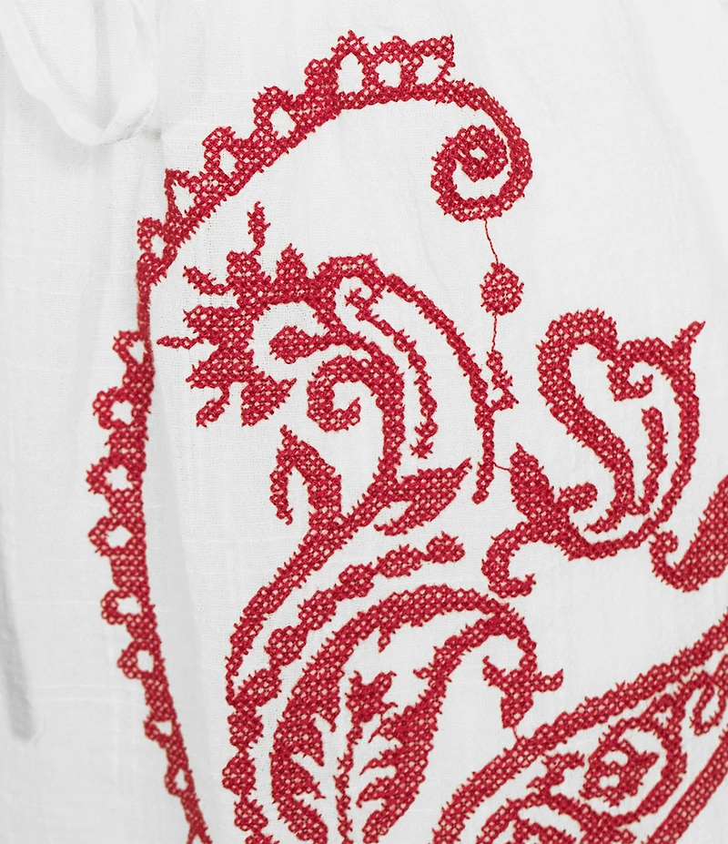 Reba Amber Textured Woven Coordinating Paisley Embroidered Shorts