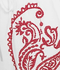 Reba Amber Textured Woven Coordinating Paisley Embroidered Shorts