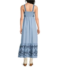 Reba Amber Woven Paisley Floral Embroidered Sleeveless A-Line Dress