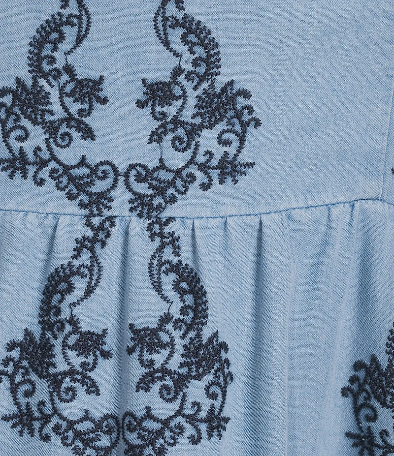 Reba Amber Woven Paisley Floral Embroidered Sleeveless A-Line Dress