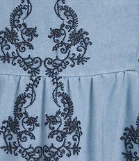 Reba Amber Woven Paisley Floral Embroidered Sleeveless A-Line Dress