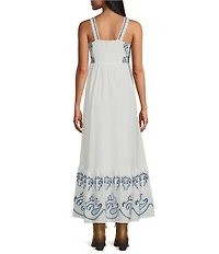 Reba Amber Woven Paisley Floral Embroidered Sleeveless A-Line Dress
