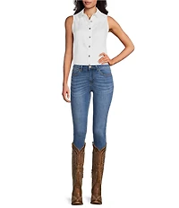 Reba Annie Point Collar Sleeveless Blouse