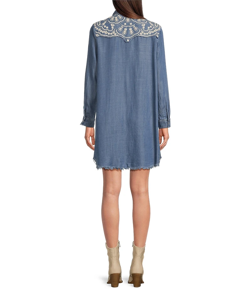 Reba Arizona Point Collar Long Sleeve Button Front Shirt Dress