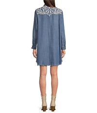 Reba Arizona Point Collar Long Sleeve Button Front Shirt Dress